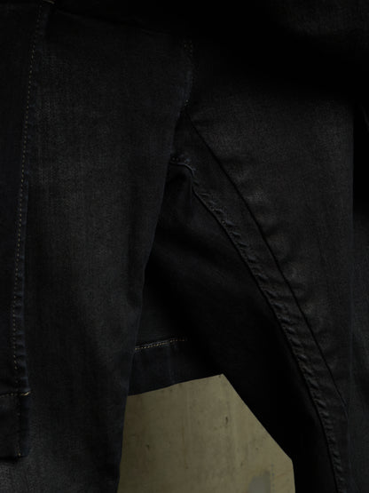 Rick Owens DRKSHDW AW16 "MASTODON" BLACK MATTE Waxed Gladiator Kilt Layer Denim