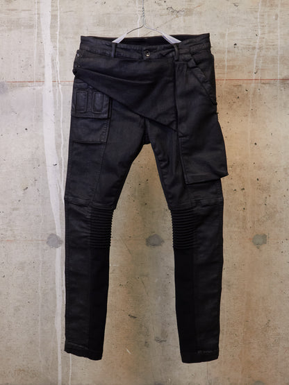 Rick Owens DRKSHDW AW17 "GLITTER" Black Waxed 'Memphis Cut' Stretch Denim