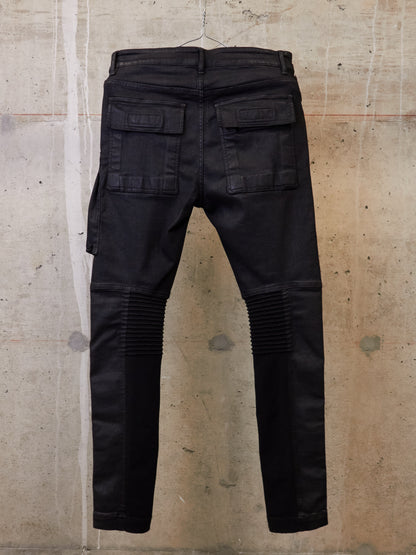 Rick Owens DRKSHDW AW17 "GLITTER" Black Waxed 'Memphis Cut' Stretch Denim