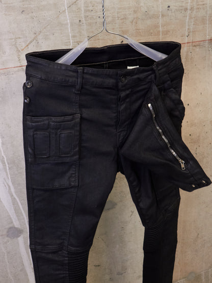 Rick Owens DRKSHDW AW17 "GLITTER" Black Waxed 'Memphis Cut' Stretch Denim