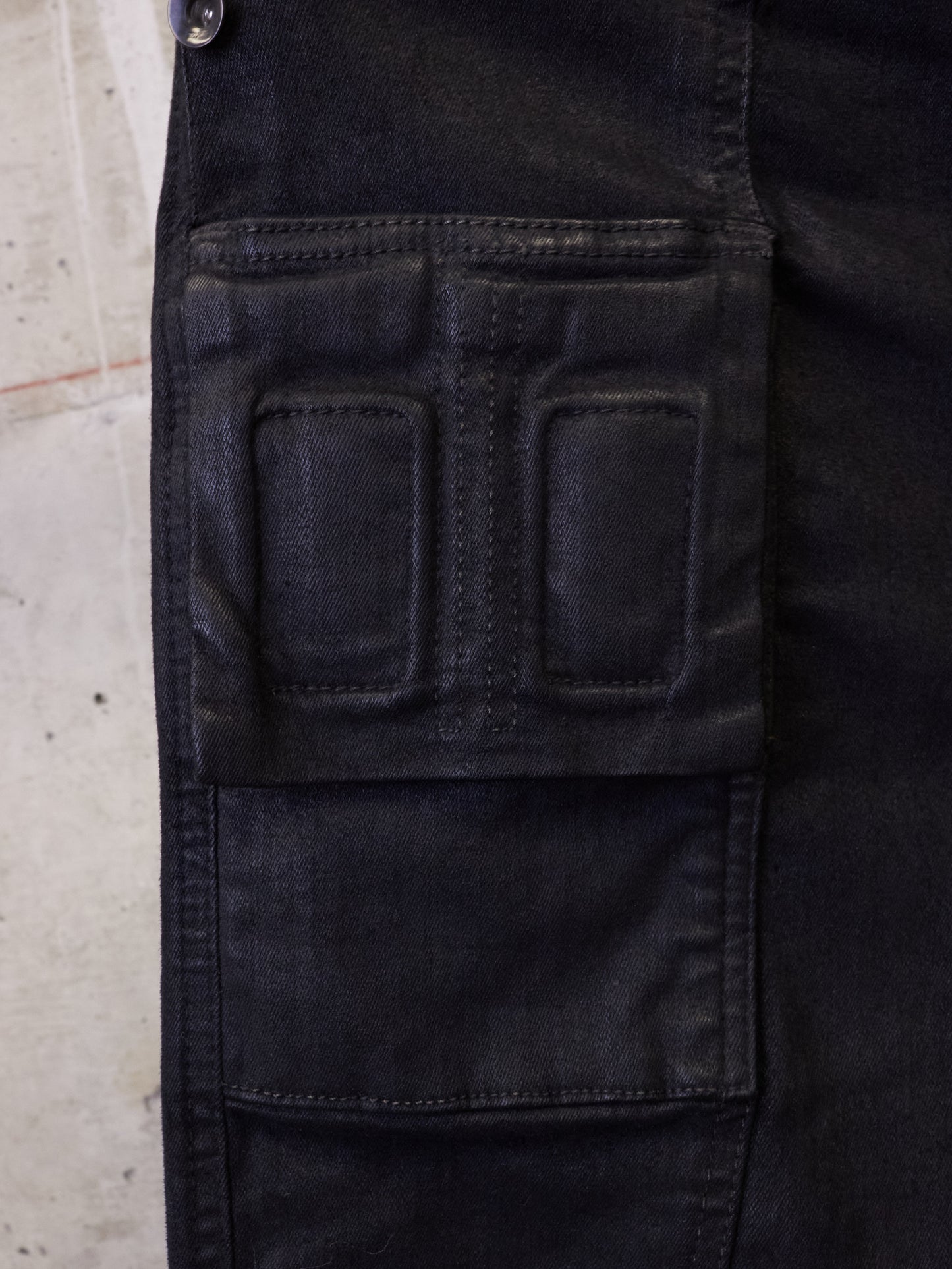 Rick Owens DRKSHDW AW17 "GLITTER" Black Waxed 'Memphis Cut' Stretch Denim