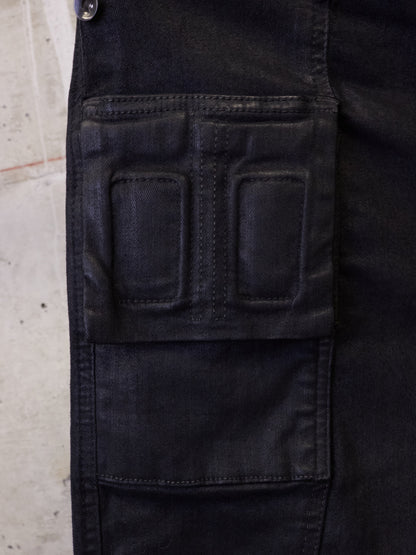 Rick Owens DRKSHDW AW17 "GLITTER" Black Waxed 'Memphis Cut' Stretch Denim