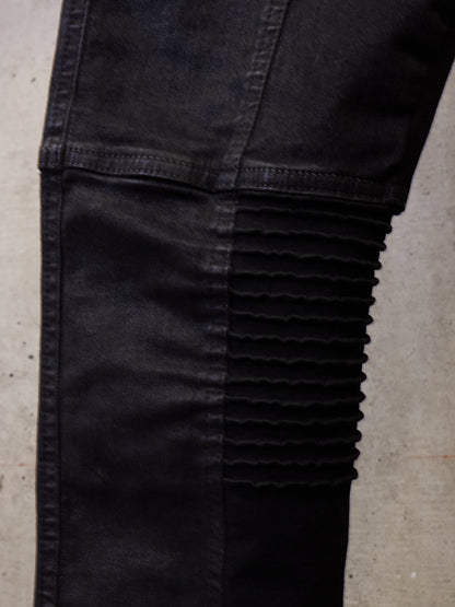 Rick Owens DRKSHDW AW17 "GLITTER" Black Waxed 'Memphis Cut' Stretch Denim