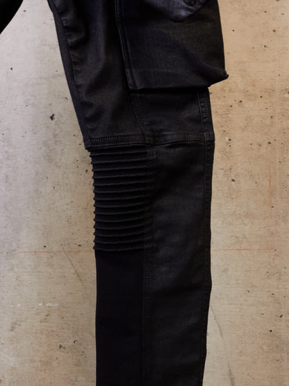 Rick Owens DRKSHDW AW17 "GLITTER" Black Waxed 'Memphis Cut' Stretch Denim