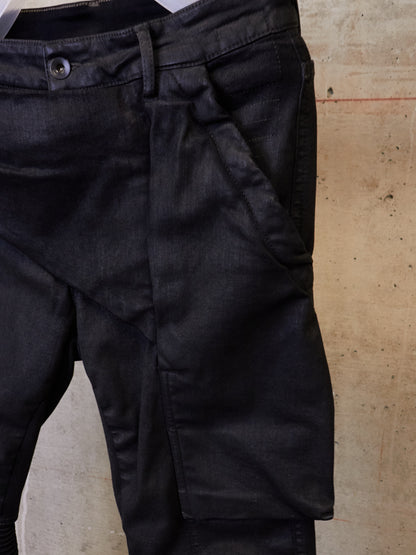 Rick Owens DRKSHDW AW17 "GLITTER" Black Waxed 'Memphis Cut' Stretch Denim