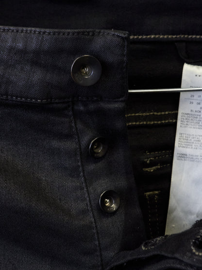Rick Owens DRKSHDW AW17 "GLITTER" Black Waxed 'Memphis Cut' Stretch Denim