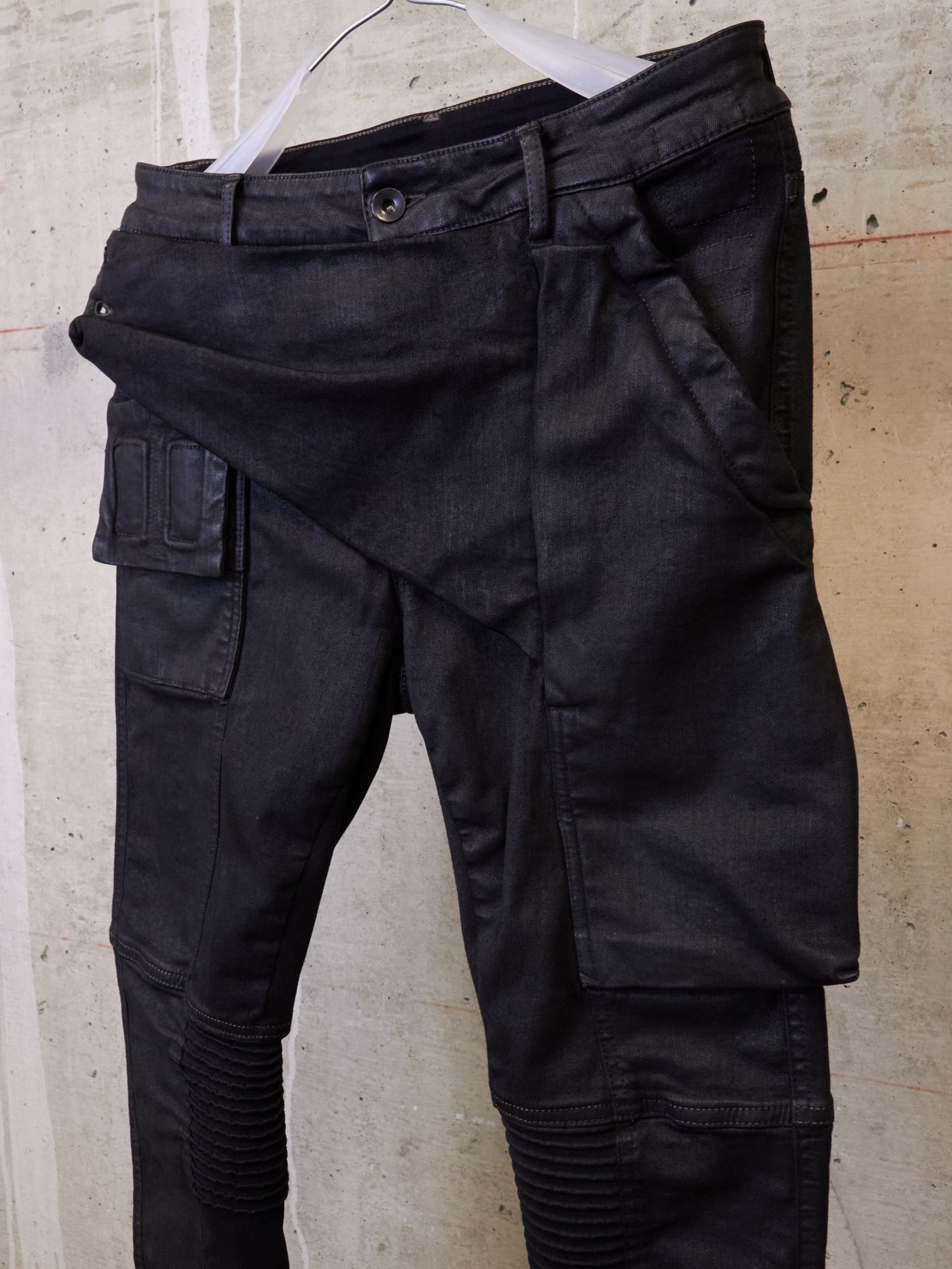 Rick Owens DRKSHDW AW17 "GLITTER" Black Waxed 'Memphis Cut' Stretch Denim