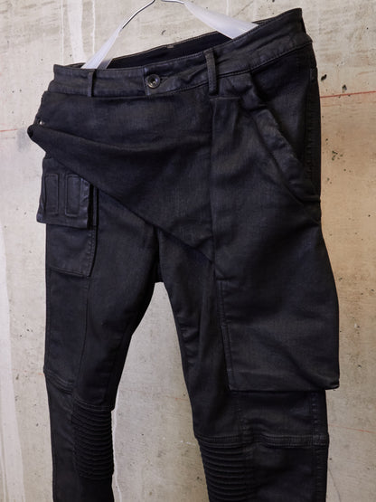 Rick Owens DRKSHDW AW17 "GLITTER" Black Waxed 'Memphis Cut' Stretch Denim