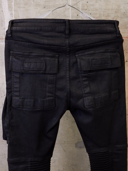 Rick Owens DRKSHDW AW17 "GLITTER" Black Waxed 'Memphis Cut' Stretch Denim