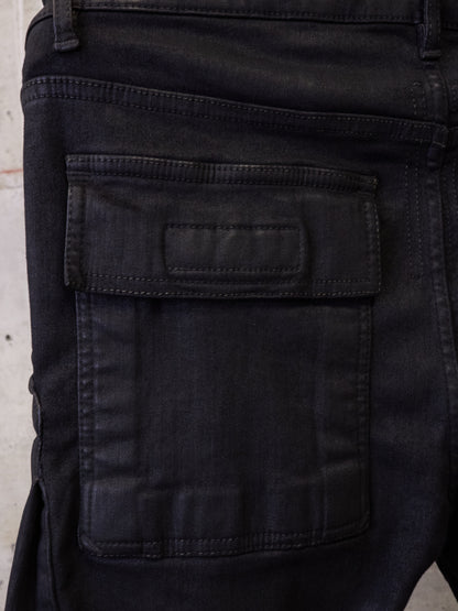 Rick Owens DRKSHDW AW17 "GLITTER" Black Waxed 'Memphis Cut' Stretch Denim