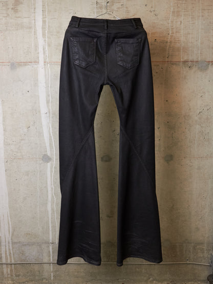 Rick Owens DRKSHDW AW24 "PORTERVILLE" 'BIAS BOOTCUT' Waxed Flare Denim