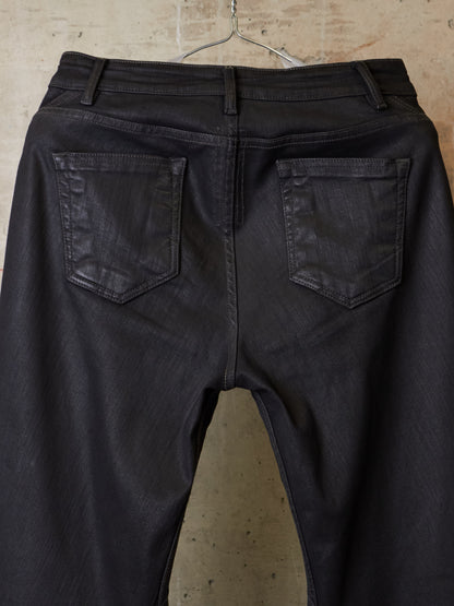 Rick Owens DRKSHDW AW24 "PORTERVILLE" 'BIAS BOOTCUT' Waxed Flare Denim