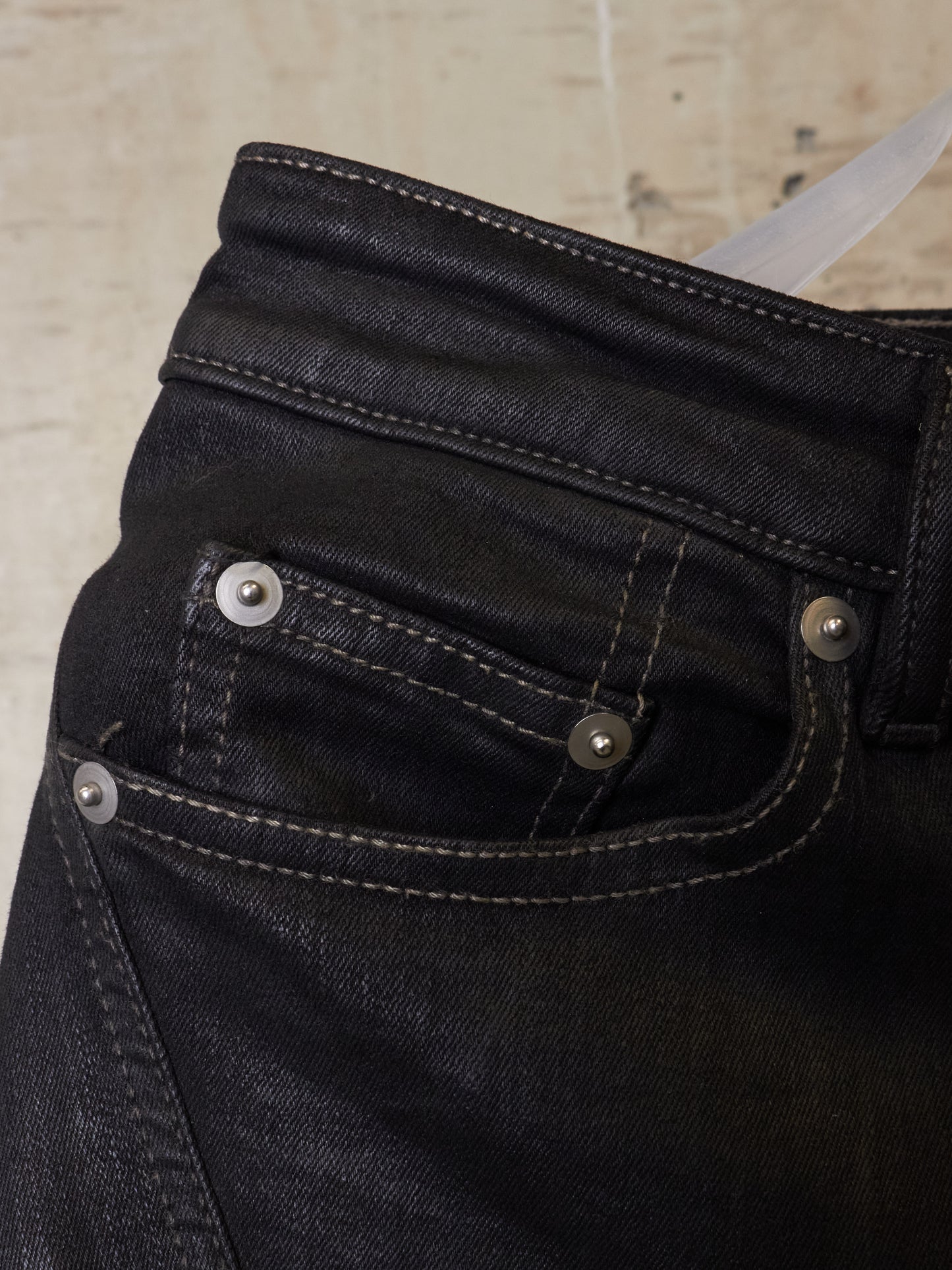 Rick Owens DRKSHDW AW24 "PORTERVILLE" 'BIAS BOOTCUT' Waxed Flare Denim