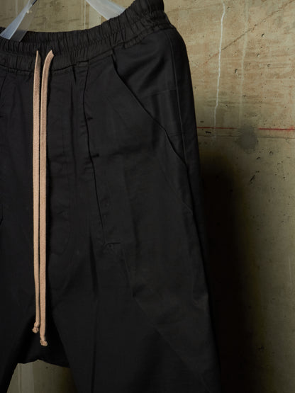 Rick Owens DRKSHDW AW16 "MASTODON" Black Protruding Pockets Drop-Crotch Cargo Capris