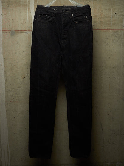 Rick Owens DRKSHDW AW19 "LARRY" BLACK WAX 'Collapse Cut' Denim