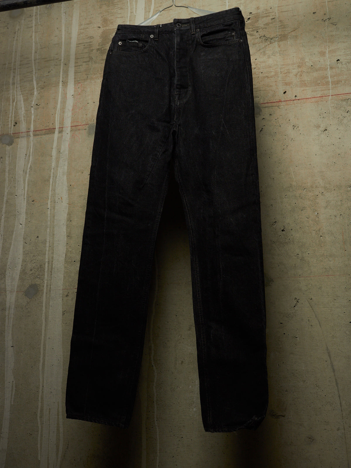 Rick Owens DRKSHDW AW19 "LARRY" BLACK WAX 'Collapse Cut' Denim