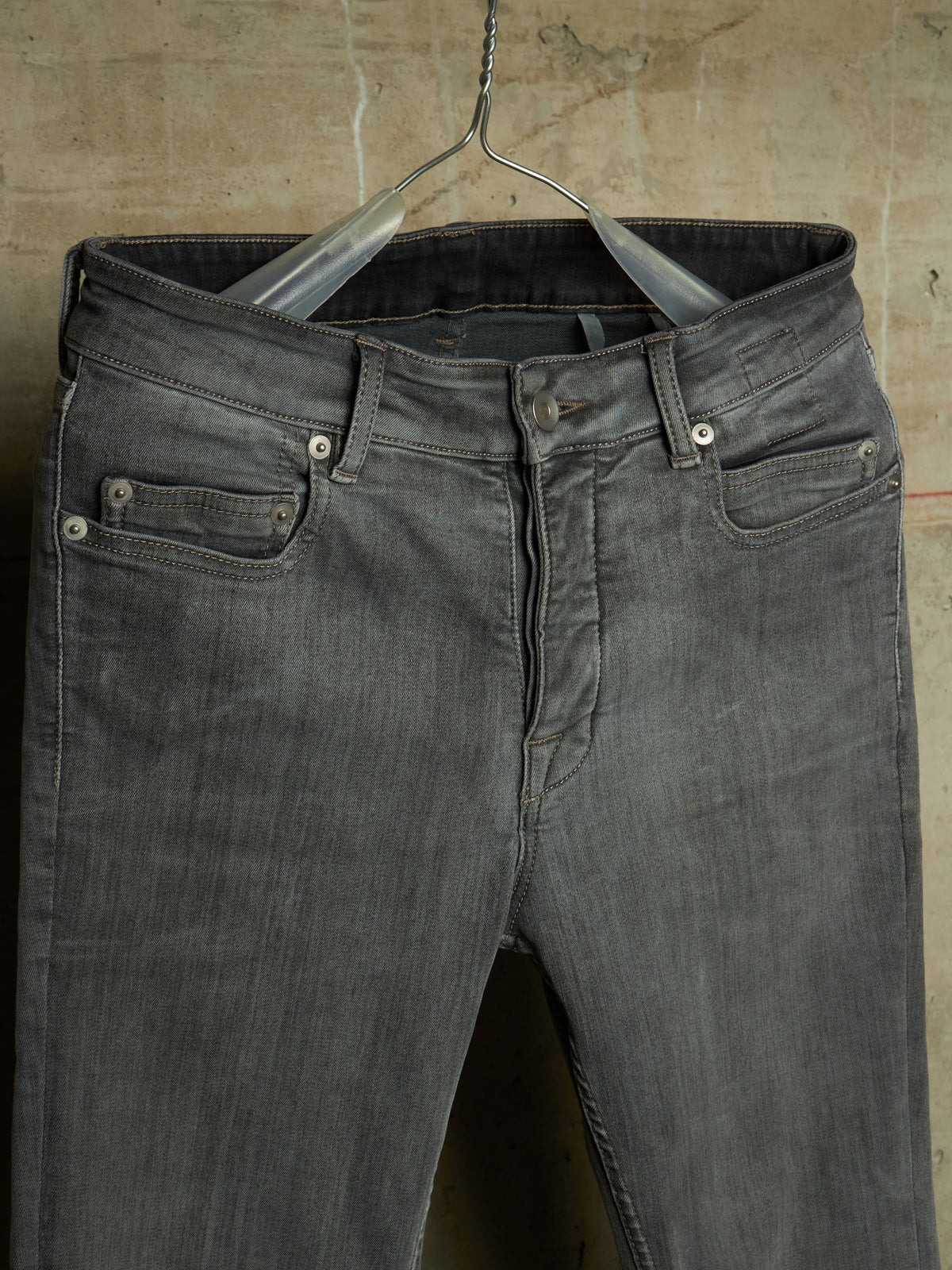 Rick Owens DRKSHDW AW20 "PERFORMA" BACTERIA Grey 'Tyrone Cut' Stretch Skinny Denim (28)