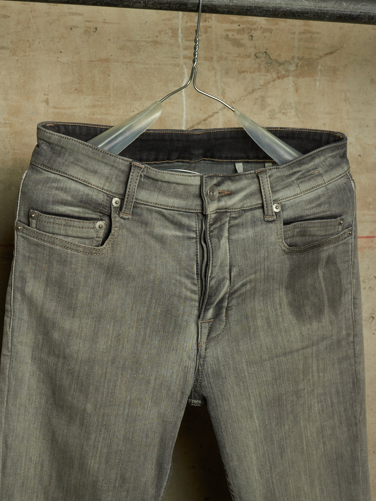 Rick Owens DRKSHDW AW20 "PERFORMA" BACTERIA Grey 'Tyrone Cut' Stretch Skinny Denim (29)