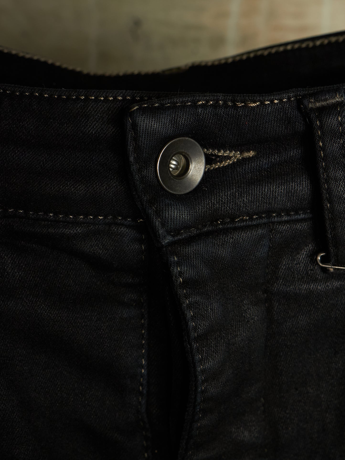 Rick Owens DRKSHDW Mid 2010s BLACK WAX 'Astaire Cropped' Stretch Denim
