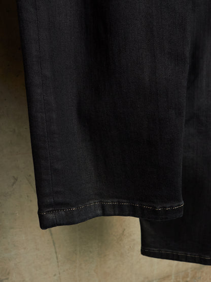 Rick Owens DRKSHDW Mid 2010s BLACK WAX 'Astaire Cropped' Stretch Denim