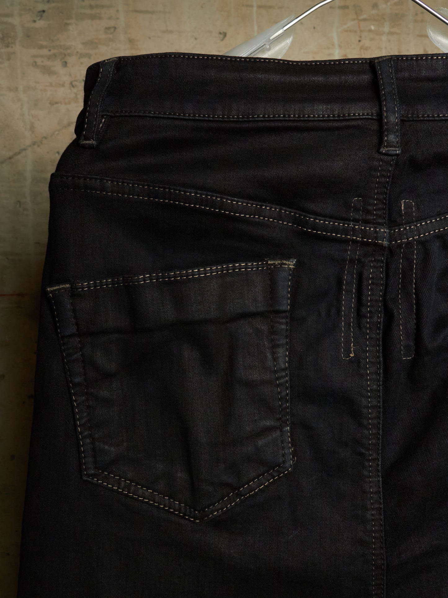 Rick Owens DRKSHDW Mid 2010s BLACK WAX 'Astaire Cropped' Stretch Denim