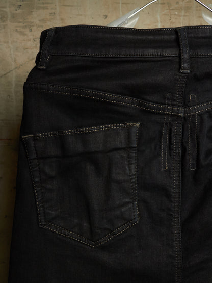 Rick Owens DRKSHDW Mid 2010s BLACK WAX 'Astaire Cropped' Stretch Denim