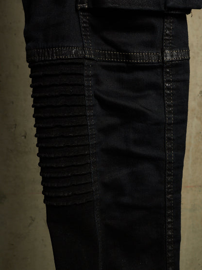 Rick Owens DRKSHDW SS15 "FAUN" Black Scrub Waxed 'Memphis Cut' Stretch Denim
