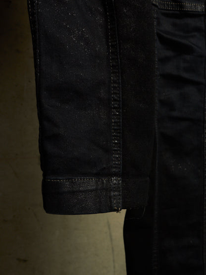 Rick Owens DRKSHDW SS15 "FAUN" Black Scrub Waxed 'Memphis Cut' Stretch Denim