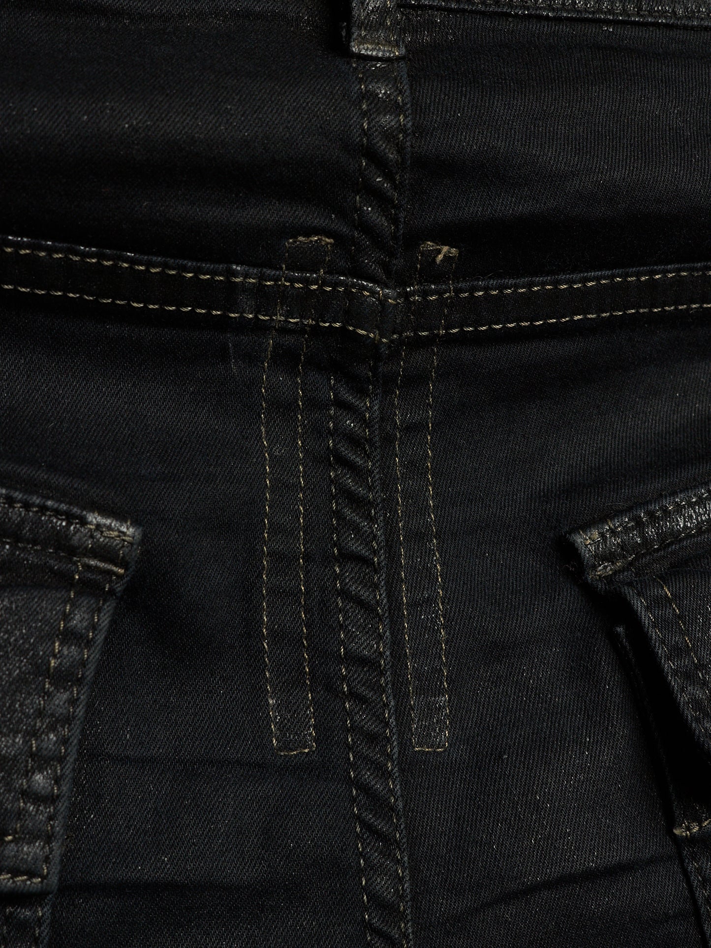 Rick Owens DRKSHDW SS15 "FAUN" Black Scrub Waxed 'Memphis Cut' Stretch Denim