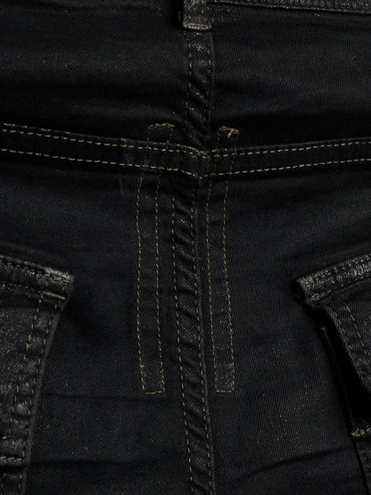 Rick Owens DRKSHDW SS15 "FAUN" Black Scrub Waxed 'Memphis Cut' Stretch Denim