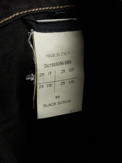 Rick Owens DRKSHDW SS15 "FAUN" Black Scrub Waxed 'Memphis Cut' Stretch Denim