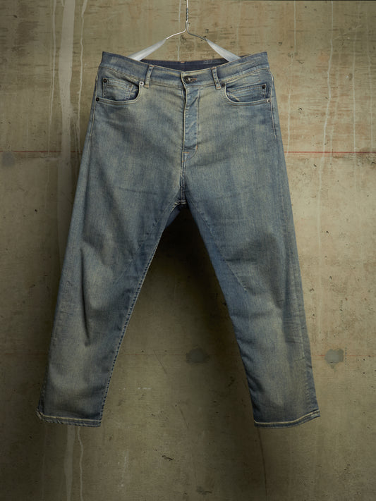 Rick Owens DRKSHDW SS19 "BABEL" HUSTLER 'Berlin Cropped Cut' Denim