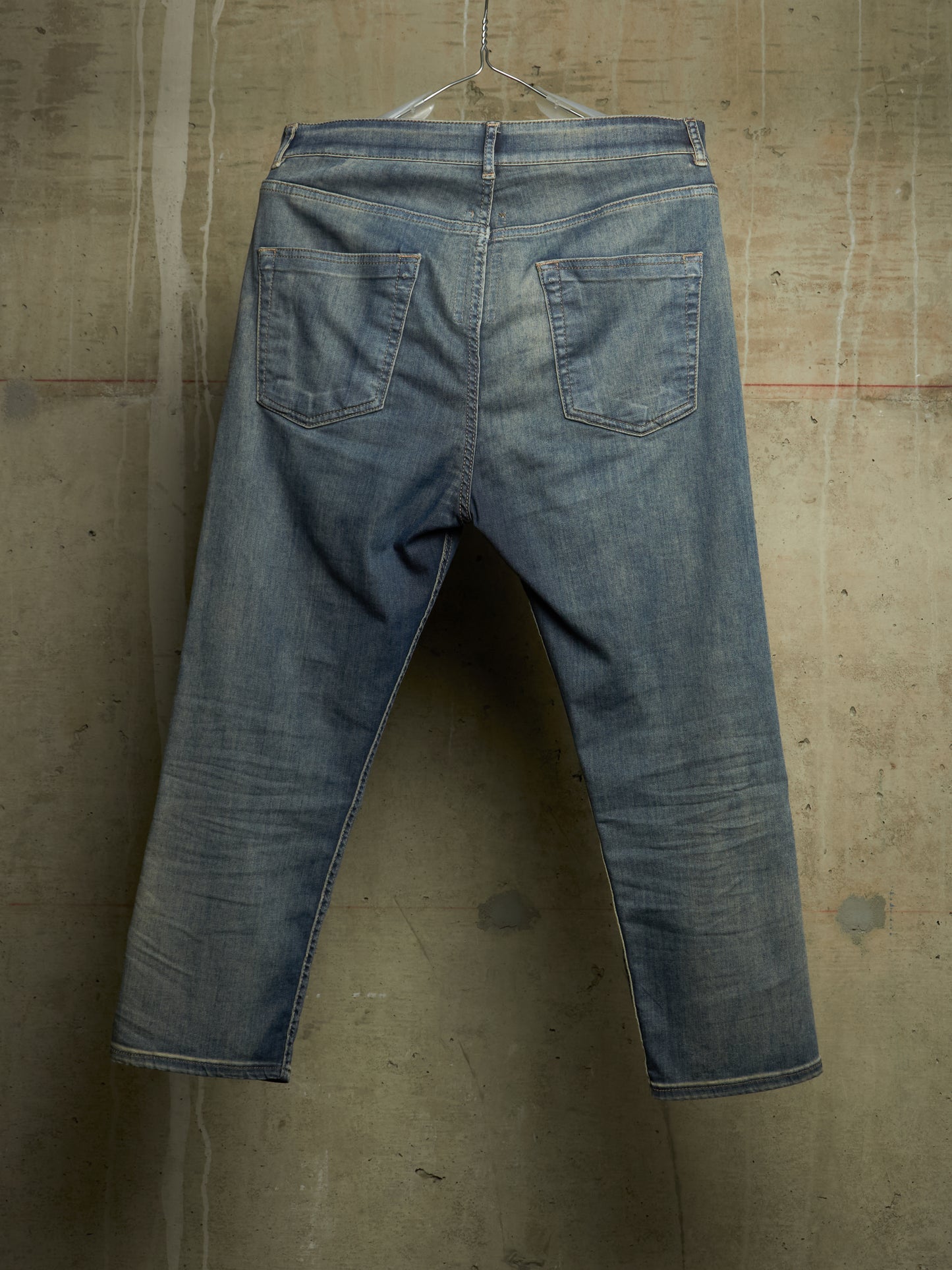 Rick Owens DRKSHDW SS19 "BABEL" HUSTLER 'Berlin Cropped Cut' Denim