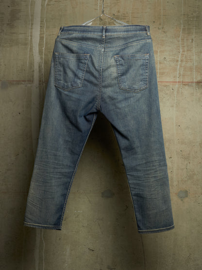 Rick Owens DRKSHDW SS19 "BABEL" HUSTLER 'Berlin Cropped Cut' Denim