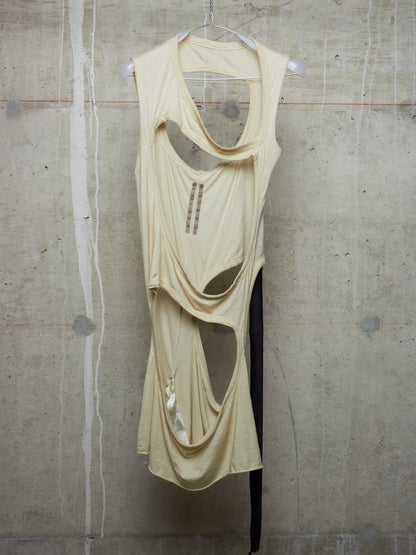 Rick Owens DRKSHDW SS24 "LIDO" PEARL Asymmetric Membrane III Long Tank Top
