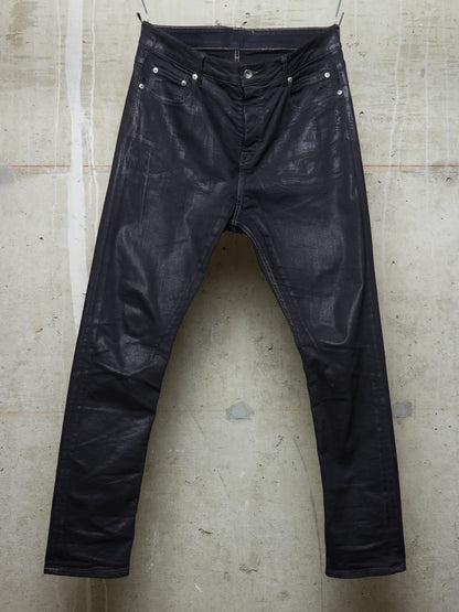 Rick Owens DRKSHDW SS25 "HOLLYWOOD" Waxed 'Detroit Cut' Skinny Denim