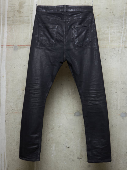 Rick Owens DRKSHDW SS25 "HOLLYWOOD" Waxed 'Detroit Cut' Skinny Denim