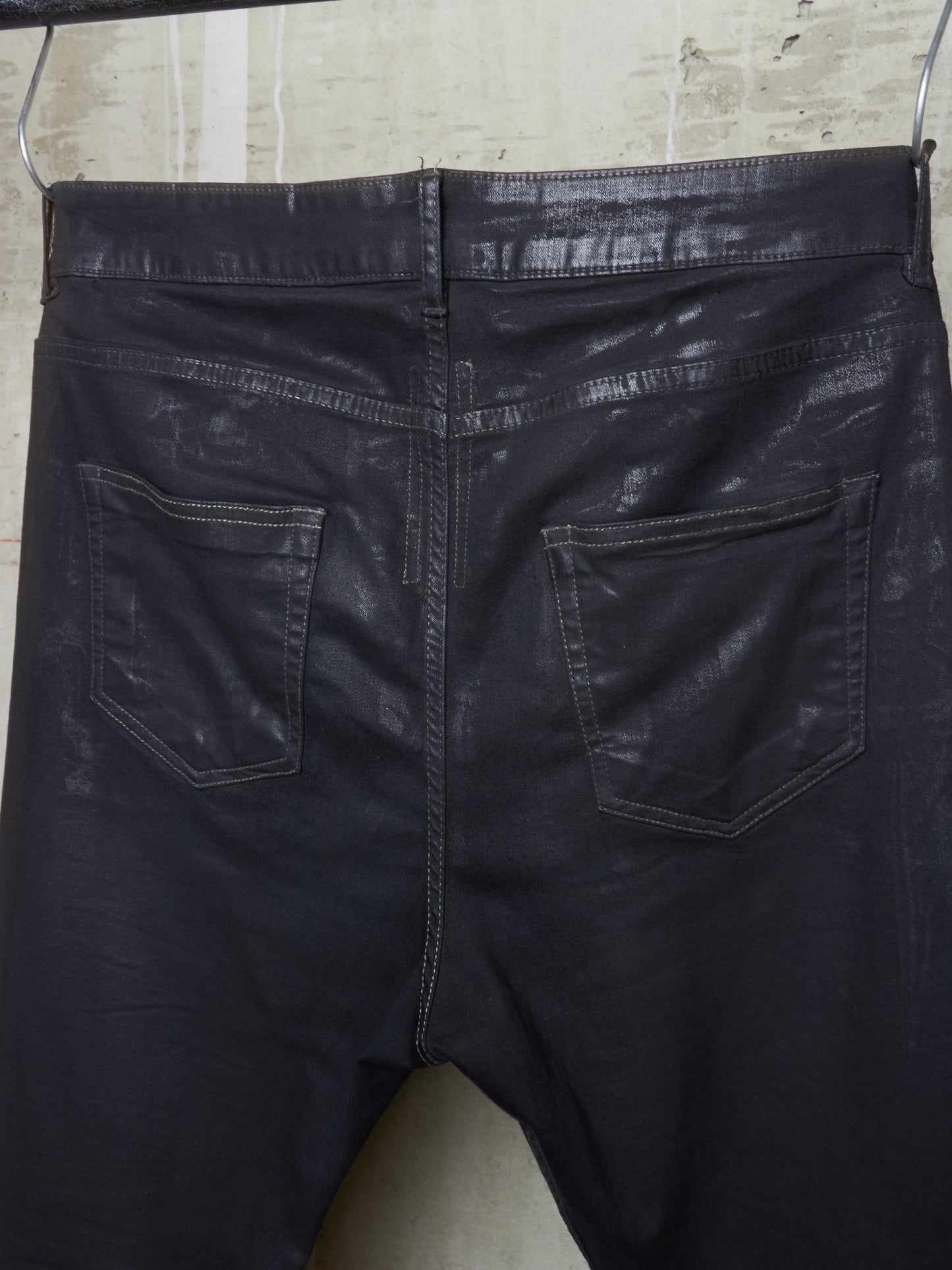 Rick Owens DRKSHDW SS25 "HOLLYWOOD" Waxed 'Detroit Cut' Skinny Denim