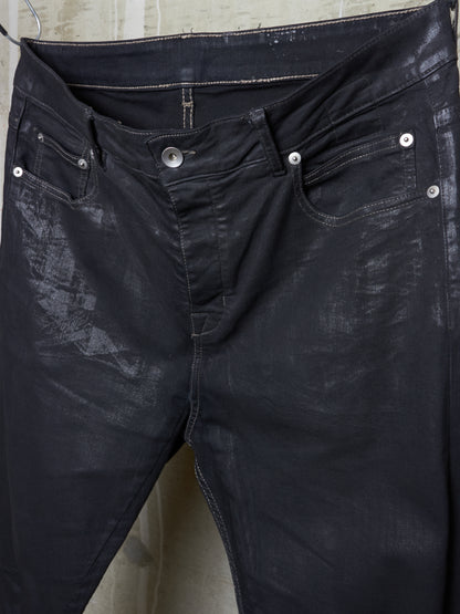 Rick Owens DRKSHDW SS25 "HOLLYWOOD" Waxed 'Detroit Cut' Skinny Denim