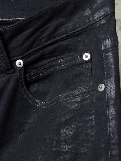 Rick Owens DRKSHDW SS25 "HOLLYWOOD" Waxed 'Detroit Cut' Skinny Denim