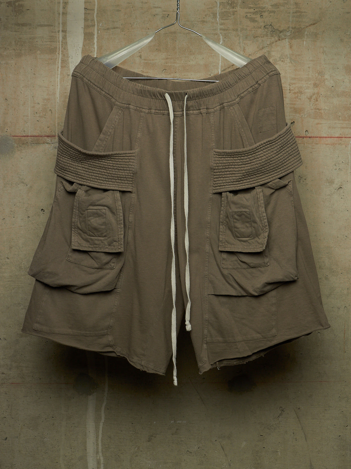 Rick Owens DRKSHDW SS23 "EDFU" DUST Cotton Jersey Creatch Cargo Shorts