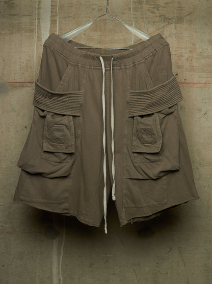Rick Owens DRKSHDW SS23 "EDFU" DUST Cotton Jersey Creatch Cargo Shorts
