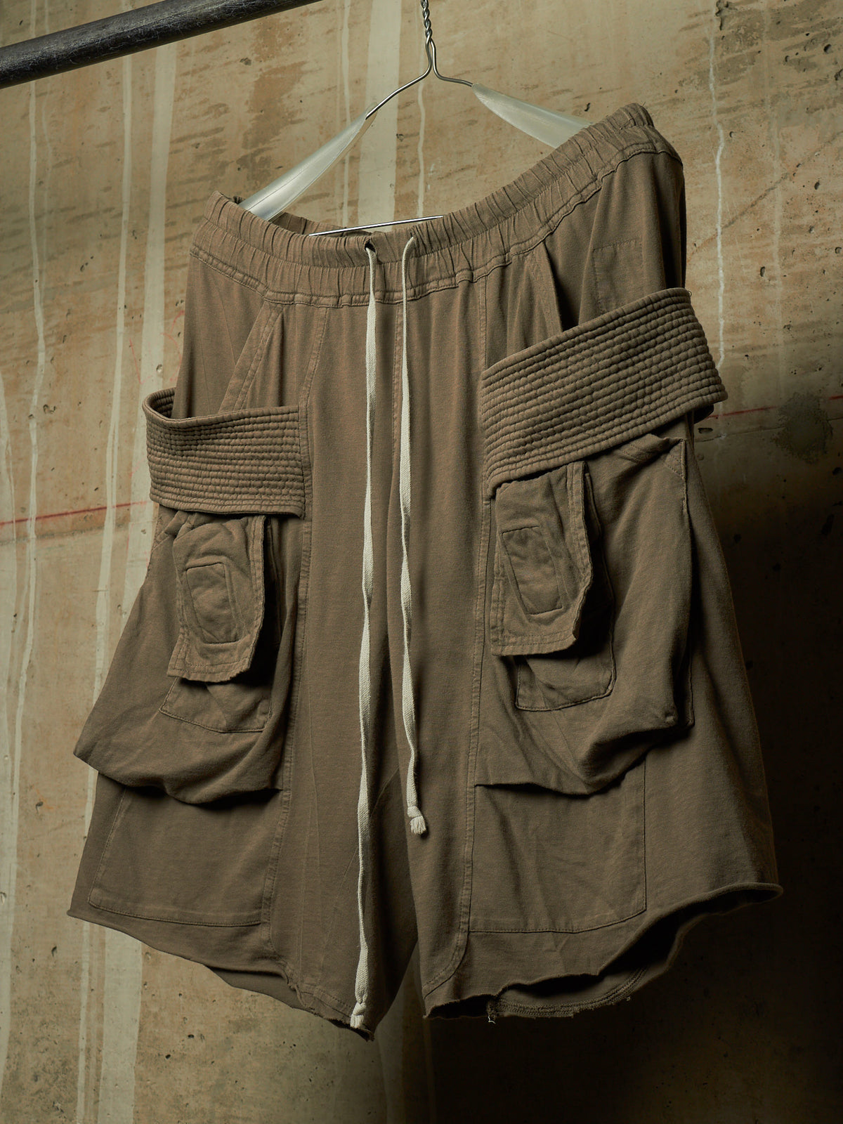 Rick Owens DRKSHDW SS23 "EDFU" DUST Cotton Jersey Creatch Cargo Shorts