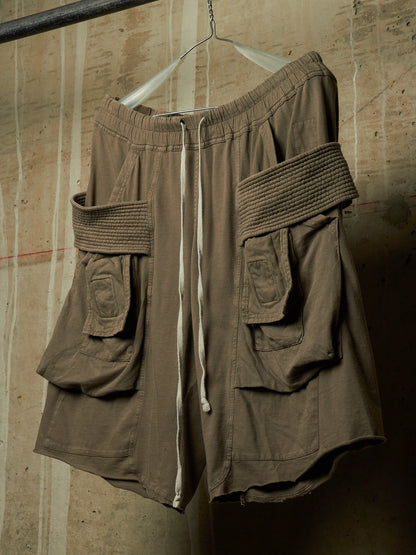 Rick Owens DRKSHDW SS23 "EDFU" DUST Cotton Jersey Creatch Cargo Shorts