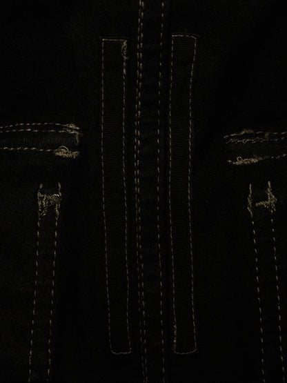 Rick Owens DRKSHDW SS24 "LIDO" BLACK Drop-crotch Waxed Creatch Cropped Cargo Denim