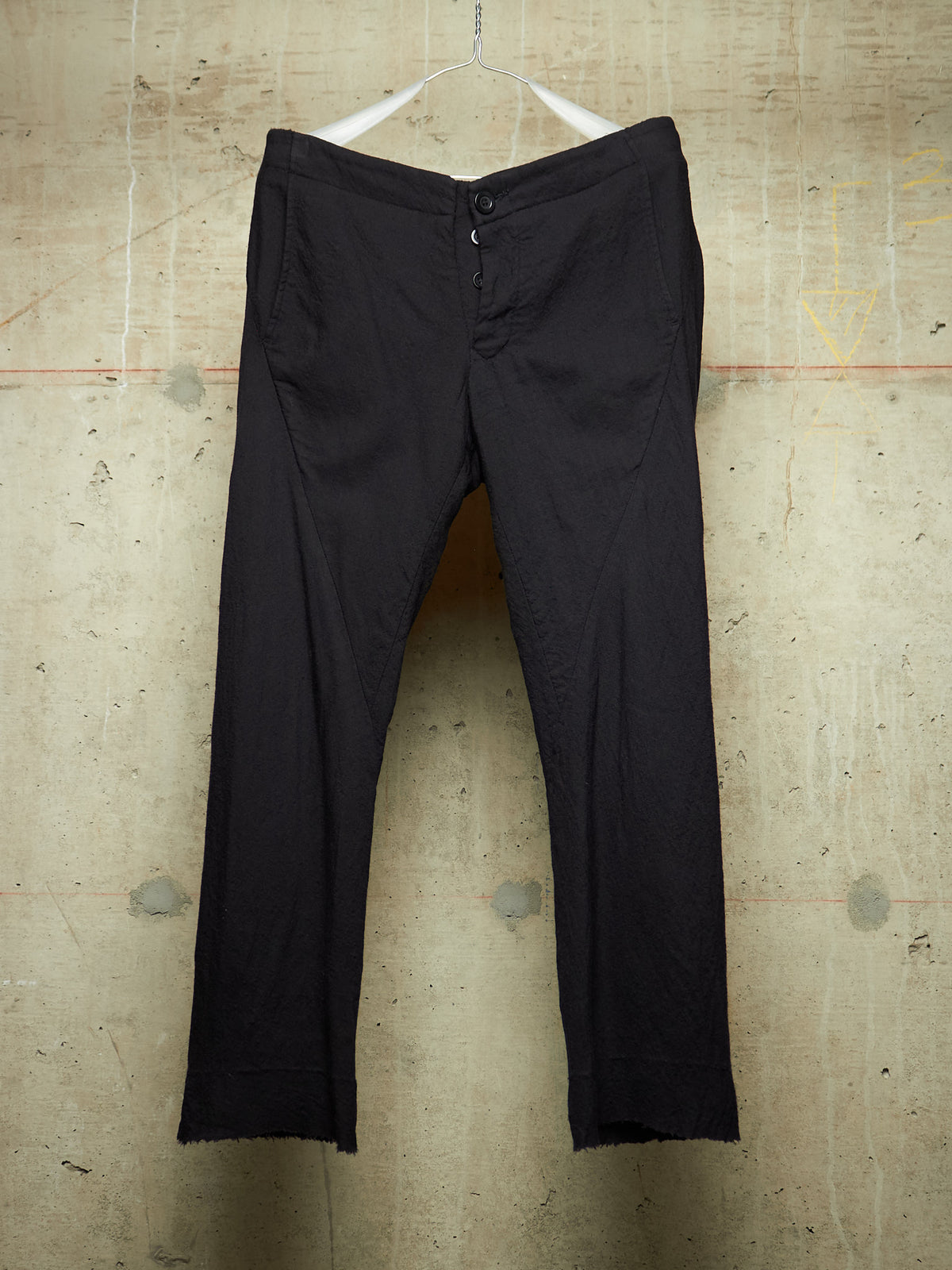 Rick Owens AW08 "STAG" Bias Cut Frayed Hem Flare Wool Trousers