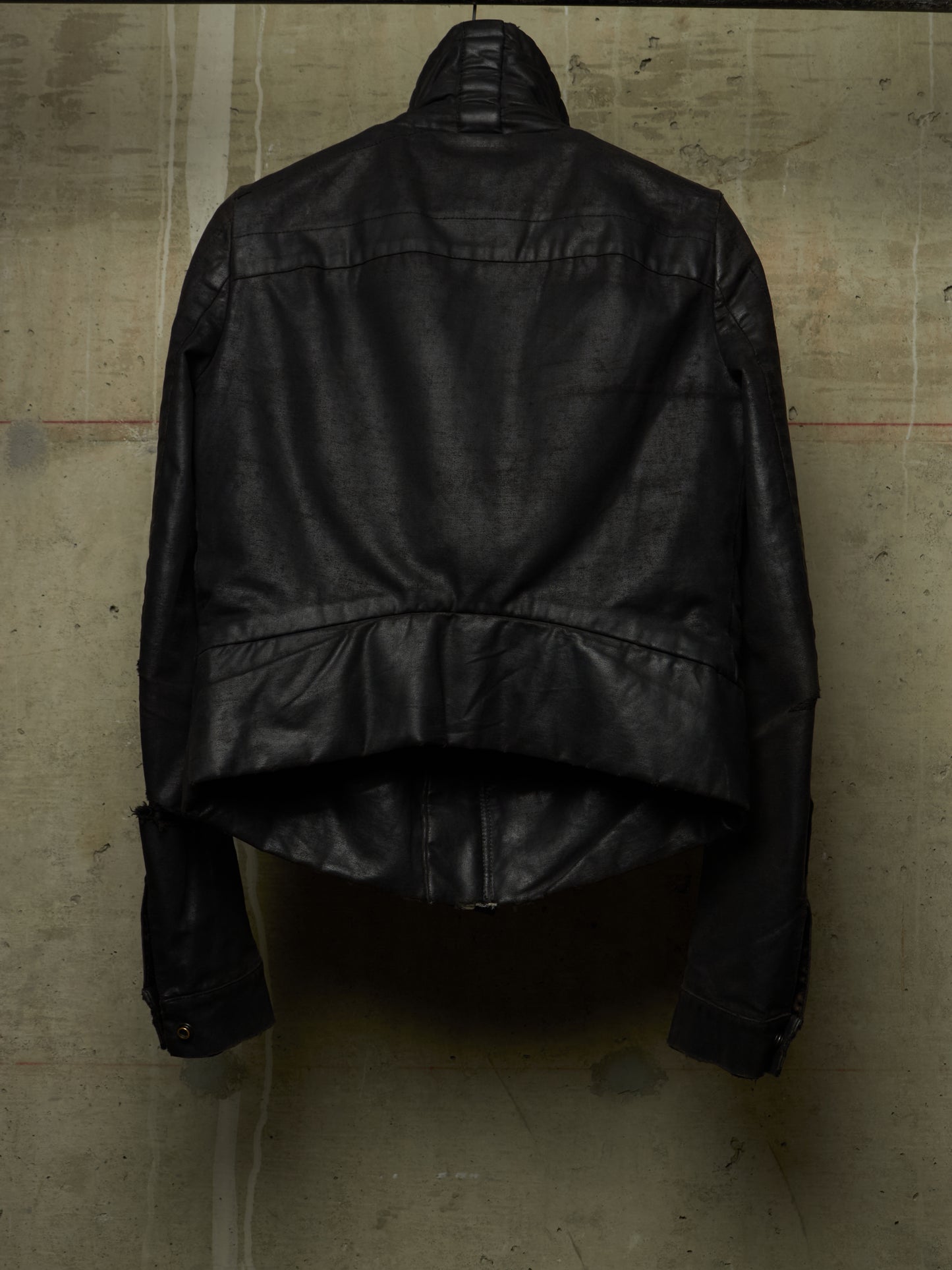 Rick Owens AW03 "TRUCKER" Pill High Neck Waxed Rider Jacket