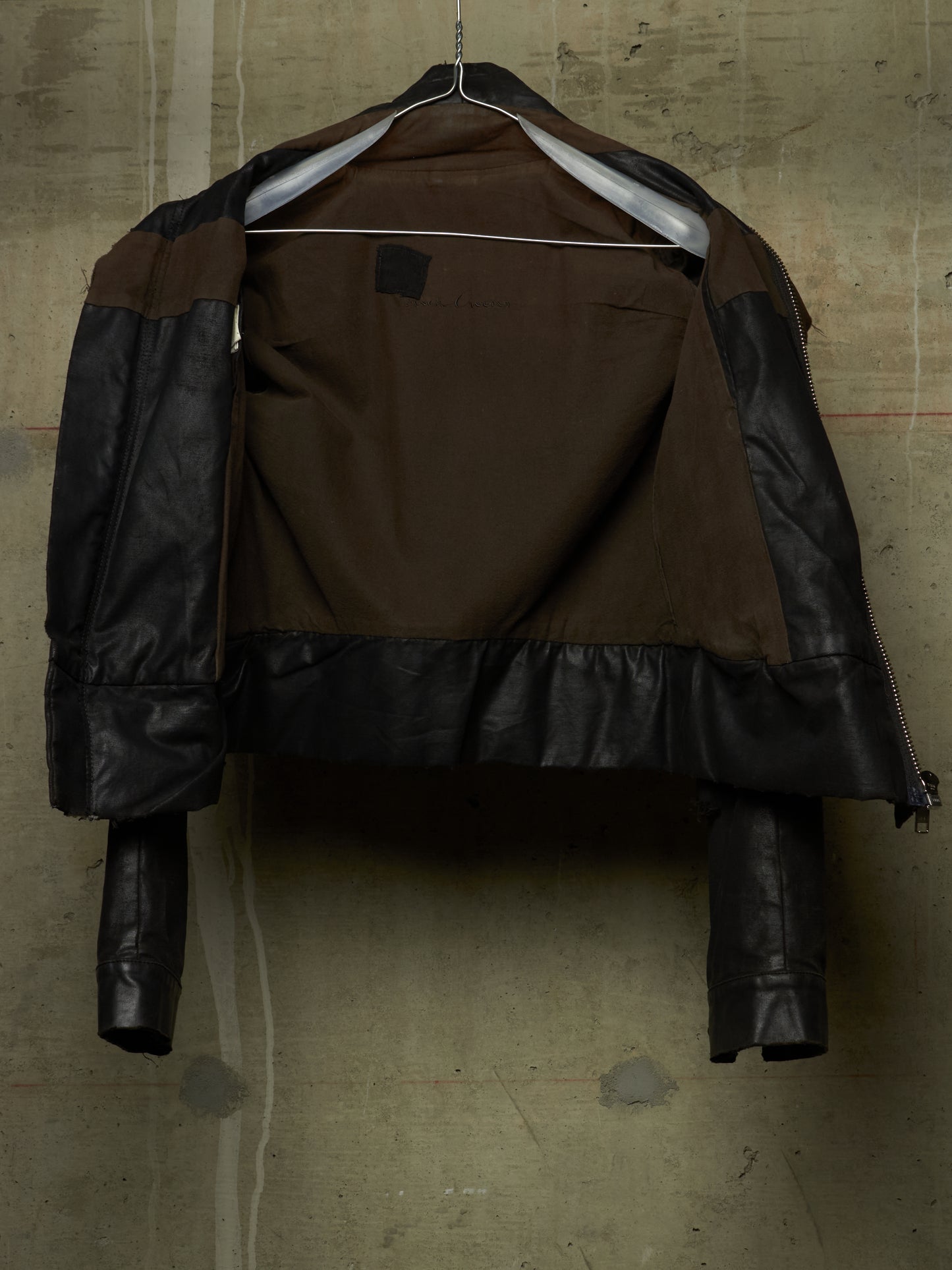 Rick Owens AW03 "TRUCKER" Pill High Neck Waxed Rider Jacket