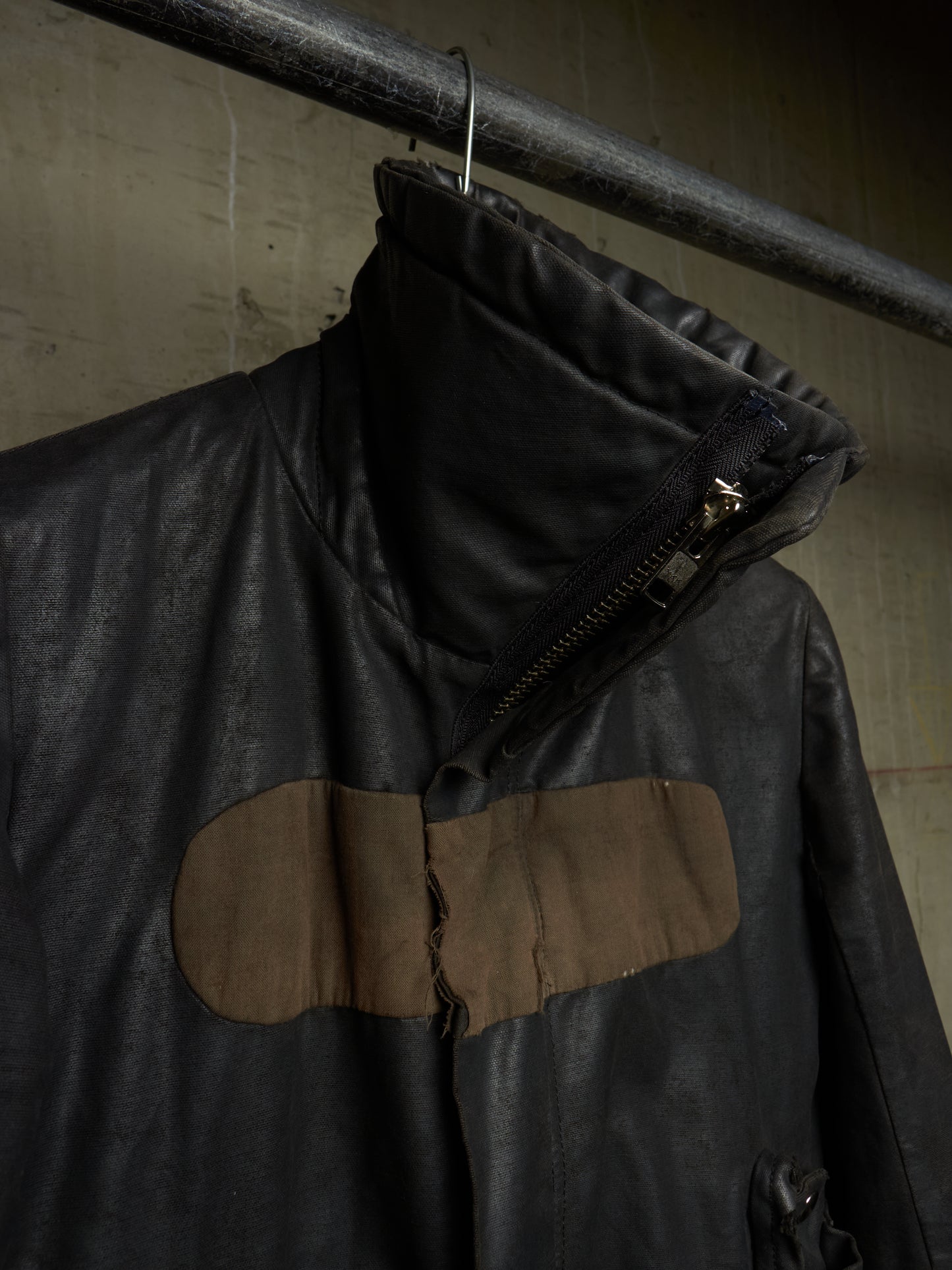 Rick Owens AW03 "TRUCKER" Pill High Neck Waxed Rider Jacket