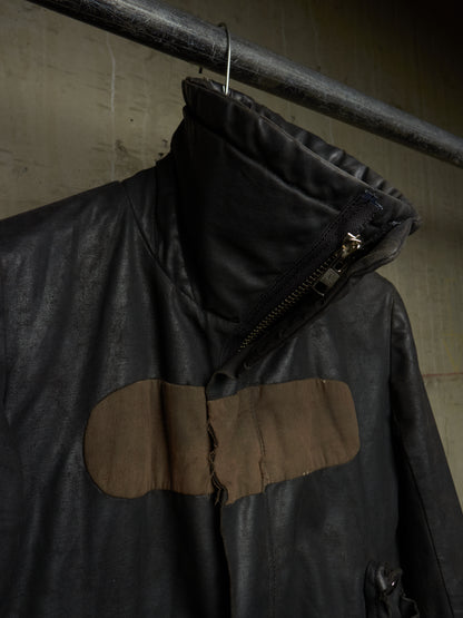 Rick Owens AW03 "TRUCKER" Pill High Neck Waxed Rider Jacket